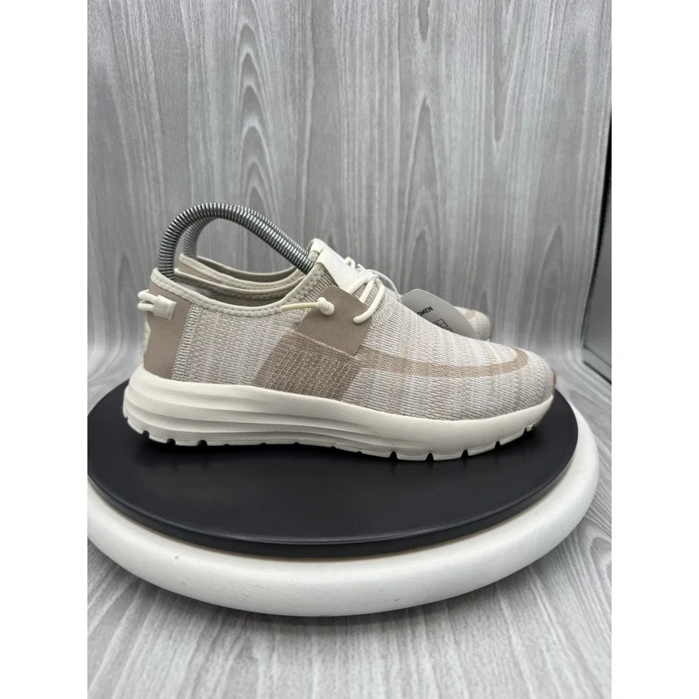 Hey Dude Sirocco Womens Size 6 Neutral Tan Cream Knit Casual Slip On Shoes NEW